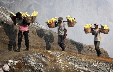 Ijen Volcano Miners